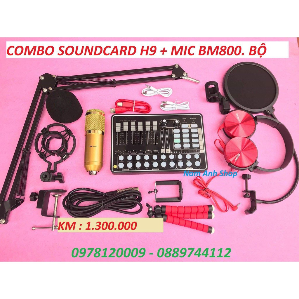 BỘ THU ÂM BM 800 + SOUNDCARD H9 - K9 CHÍNH HÃNG