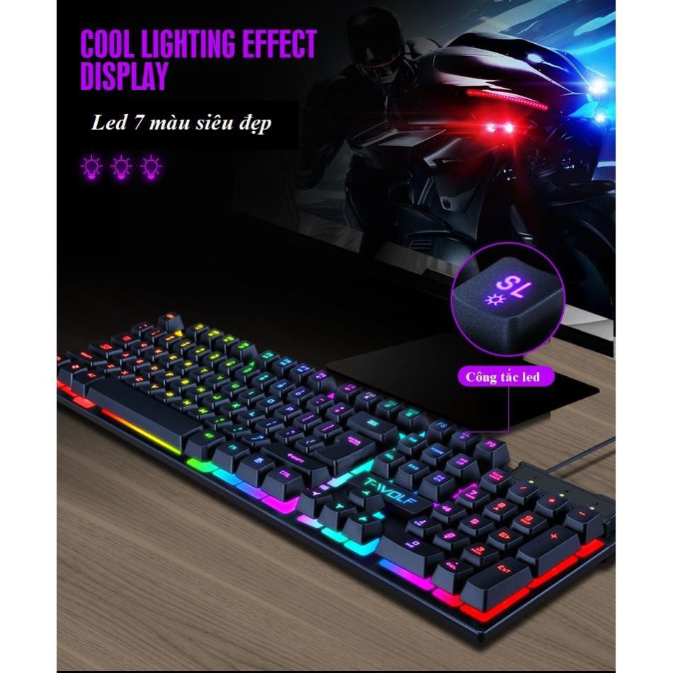 Bộ Bàn Phím chuột giả cơ Có Dây Kèm chuột TF200 chuyên game - Đèn LED 7 màu | BigBuy360 - bigbuy360.vn