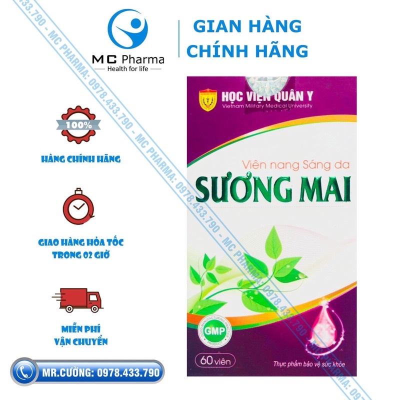 Viên nang sáng da Sương mai Học viện quân y hộp 60 viên