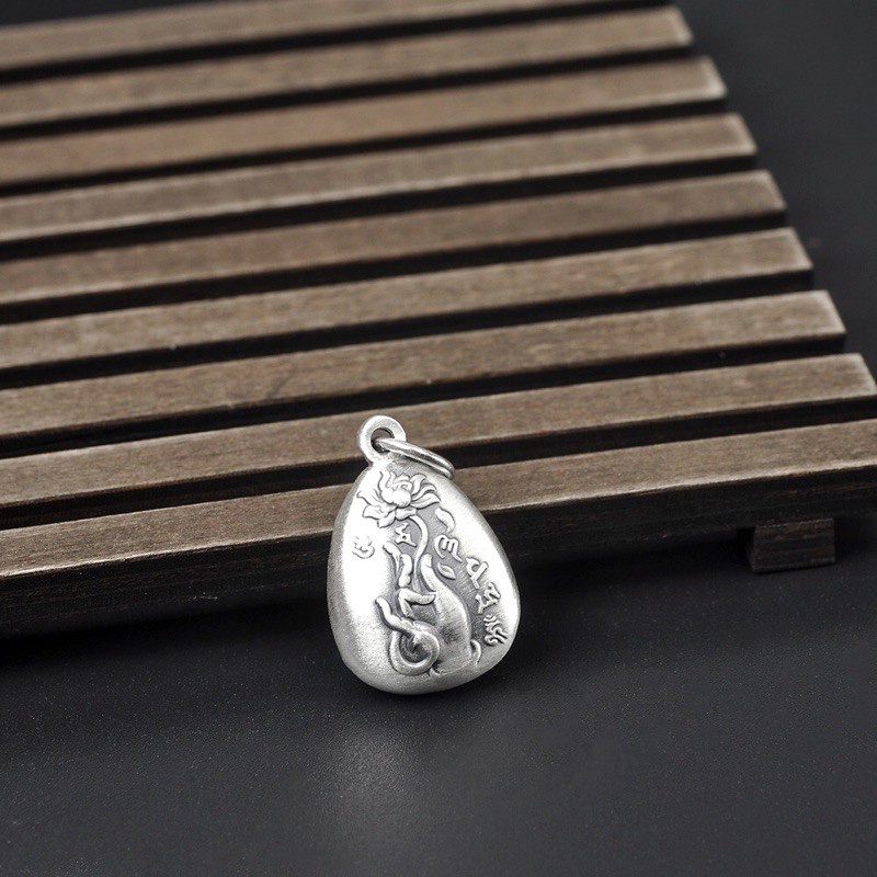 SỈ SIÊU RẺ  Mặt dây chuyền bạc giọt nước chạm tay Phật, hàng đẹp - Bạc chuẩn loại 1, PH844