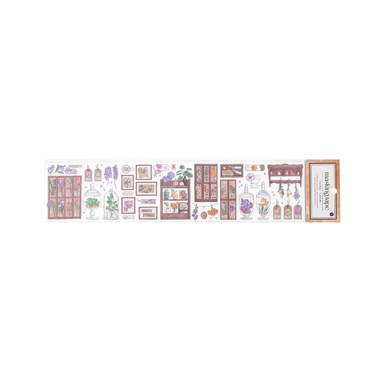 Cuộn băng keo washi họa tiết cây cối cổ điển kích thước 80mm*350mm dùng trang trí sổ tay DIY sáng tạo