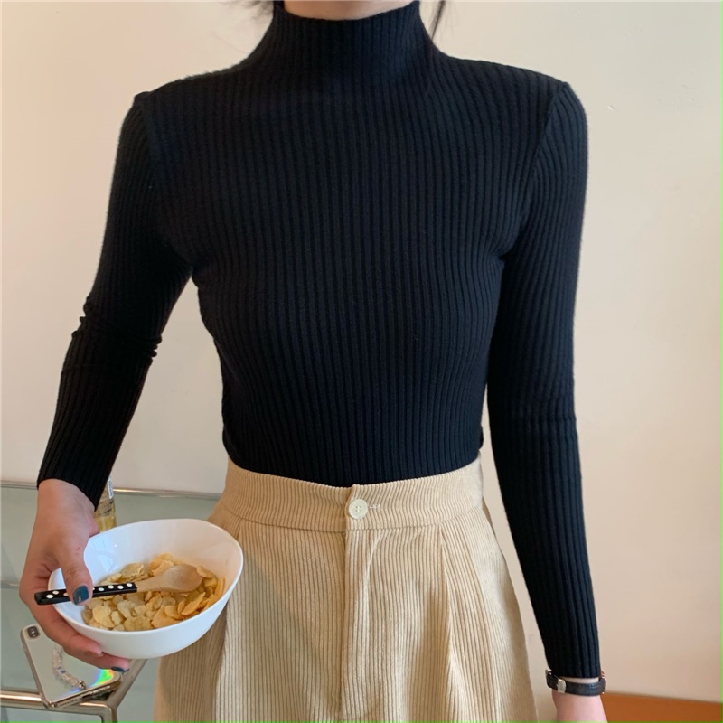 Áo dệt kim cổ cao giữ ấm thời trang Hàn Quốc cho nữ