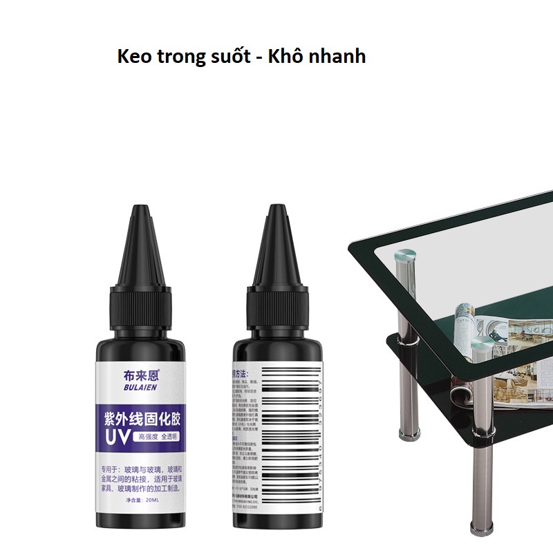 Keo UV dán kính, thủy tinh, pha lê, kim loại