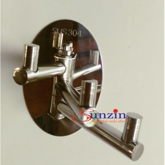 móc treo quần áo gắn tường 3 chẽo Sunzin, chất liệu inox 304