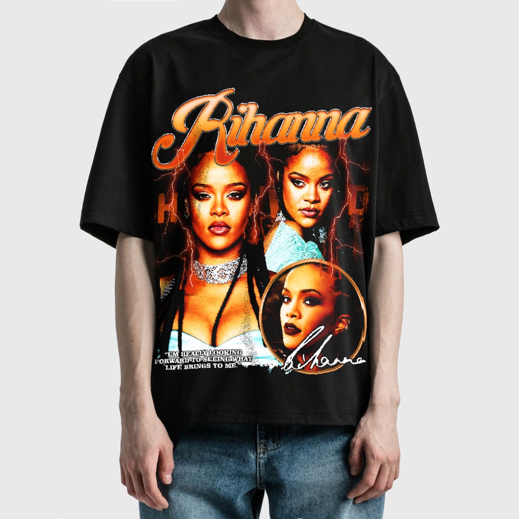 BLANK | Áo Thun RIHANNA Tay Lỡ Unisex - Đen/Trắng Cổ Tròn