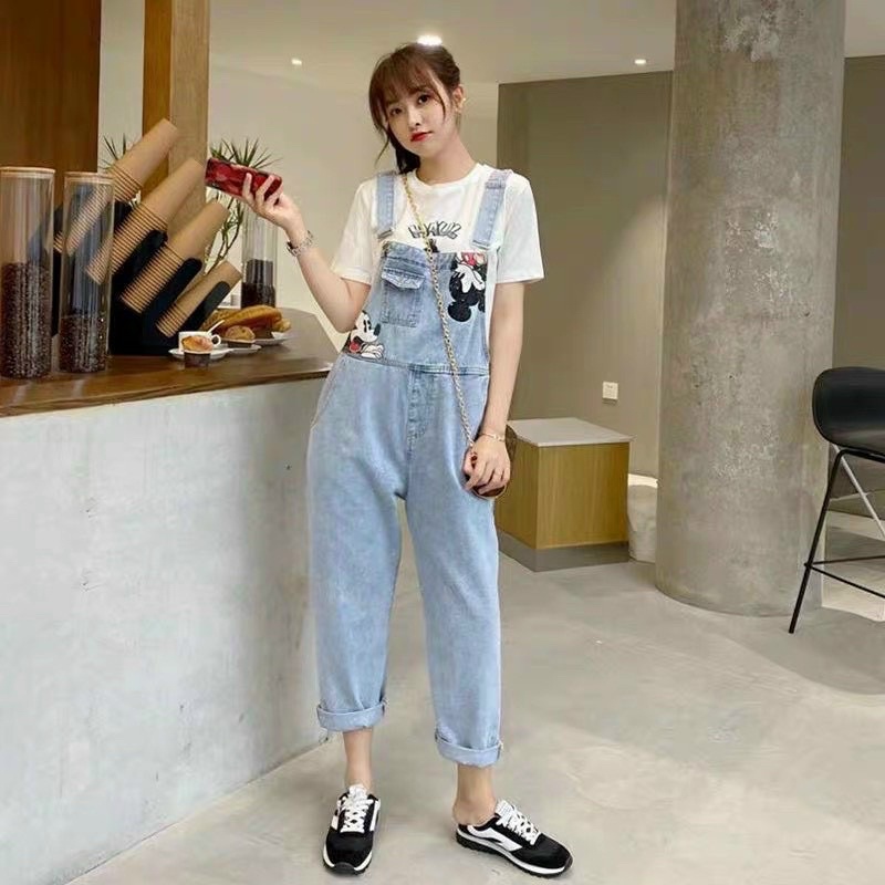 Quần yếm bò mickey jeans năng động