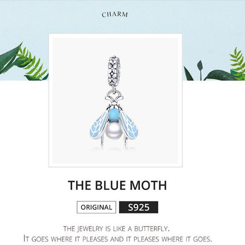 Hạt charm Bamoer SCC1479 làm từ bạc 925 hình con chuồn chuồn đính ngọc trai làm vòng tay DIY thời trang