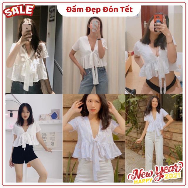 ÁO XINH ĐỘC LẠ BAE TEE - Áo croptop babydoll nơ ngực ulzzang( KÈM ẢNH THẬT TRẢI SÀN )