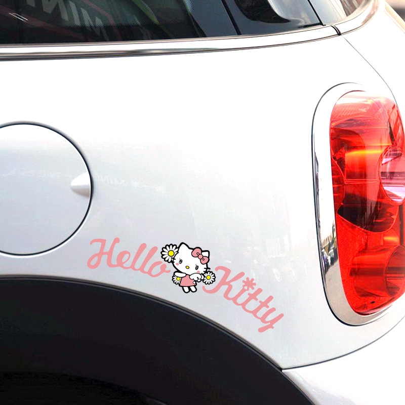 Cặp miếng dán vinyl trang trí xe ô tô hình hello kitty dễ thương