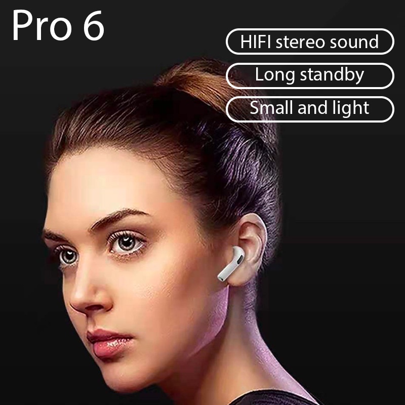 Tai Nghe Bluetooth 5.0 Không Dây TWS Cảm Ứng Điều Khiển Cảm Ứng Hàng Mới Chính Hãng Pro6 Dành Cho Iphone Xiaomi Phones