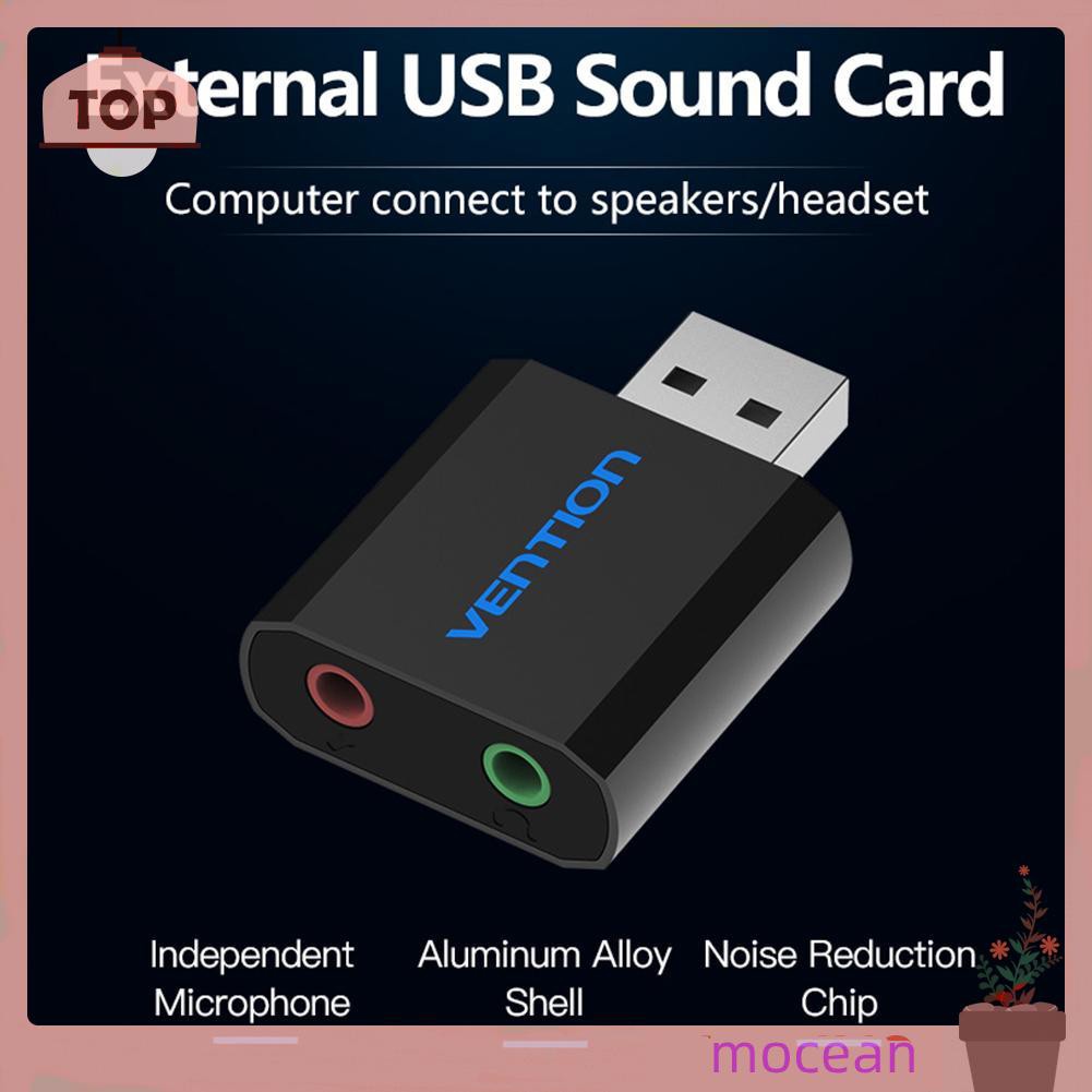 Mocean Vention Sound Card USB to 3.5mm Jack Female Headphone External Audio Card