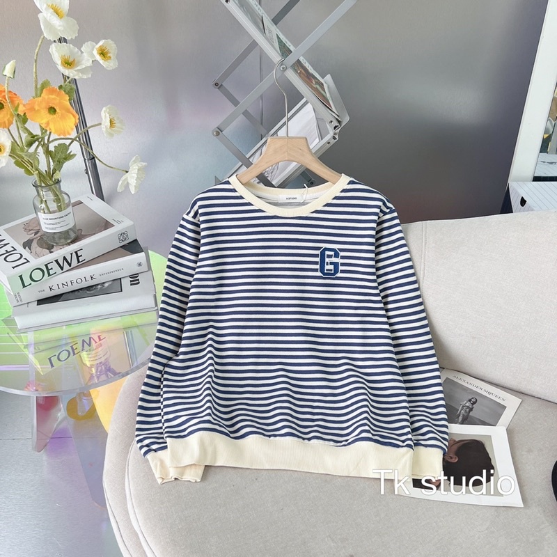 Áo pull kẻ ngang áo thun dài tay kẻ ngang form rộng