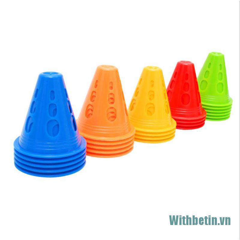 【Withbetin】10Pcs/Lot Sport Football Soccer Rugby Training Cone Cylinder Outdoor Football