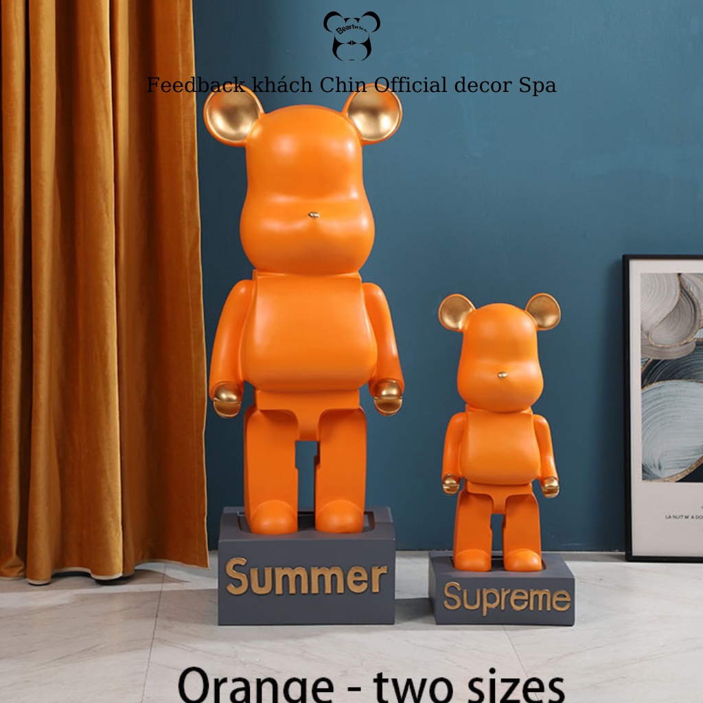 Bearbrick, gấu bearbrick 50cm cỡ vừa, mẫu màu tai vàng có đủ 5 màu chất liệu thạch cao - Chin Official Store