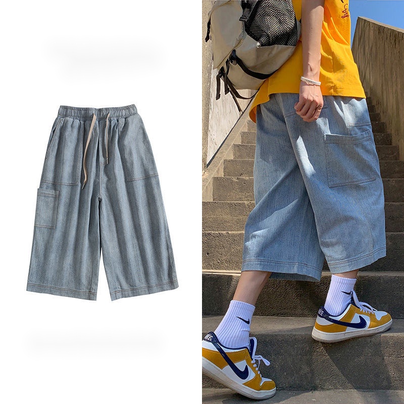Quần Short Jeans Ống Rộng Thời Trang Mùa Hè Dành Cho Nam