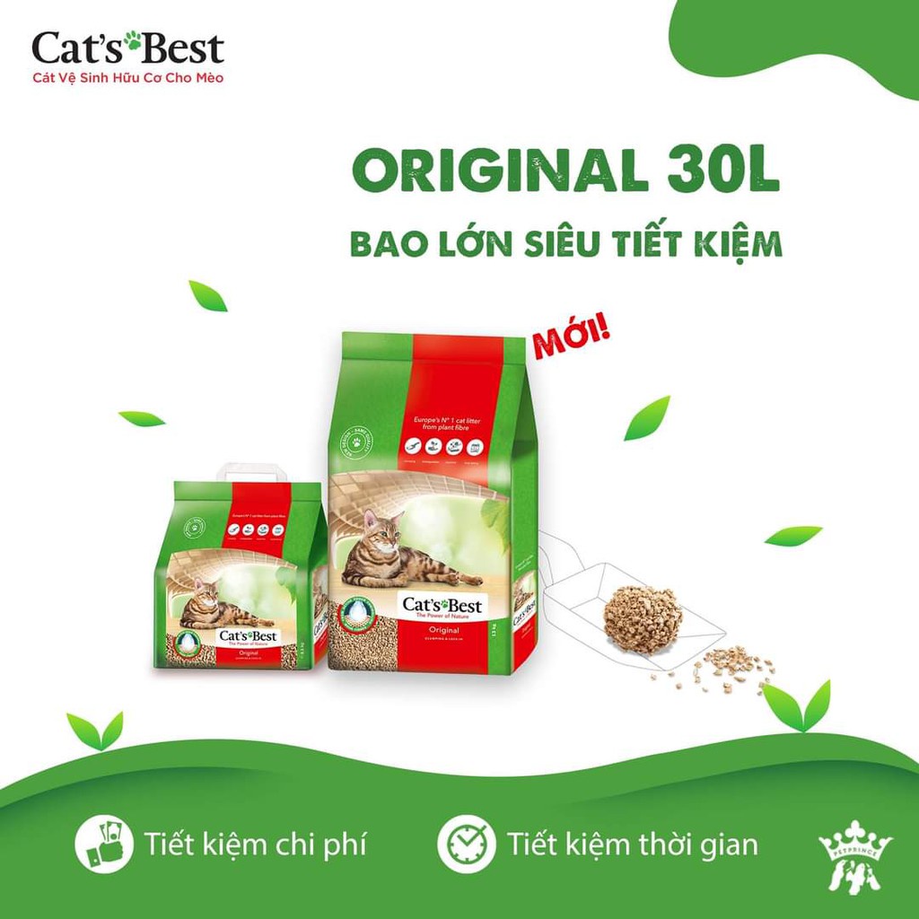 Cát hữu cơ cho mèo Cat's Best Original 13kg (Dung tích 30L)