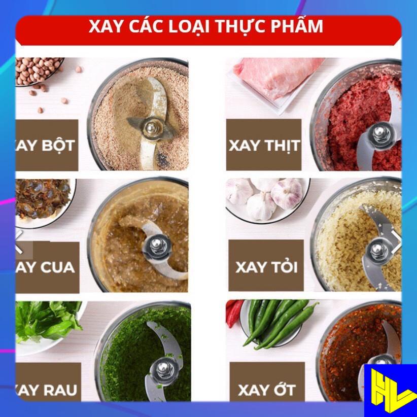 [ BẢO HÀNh 3 THÁNG ] Máy xay thịt đa năng  nút inox, cối Inox 304 , 4 lưỡi xay dung tích 2L