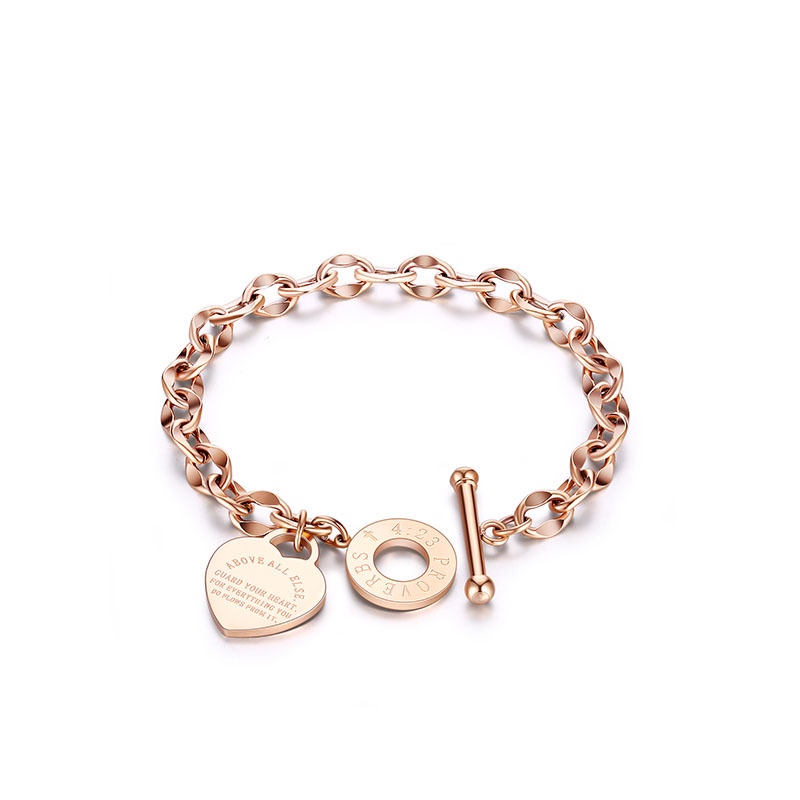 Vòng Tay Thép Titan Mạ Vàng 18k Mặt Khắc Chữ Love Phong Cách Hip Hop Hàn Quốc Đơn Giản Cho Nữ