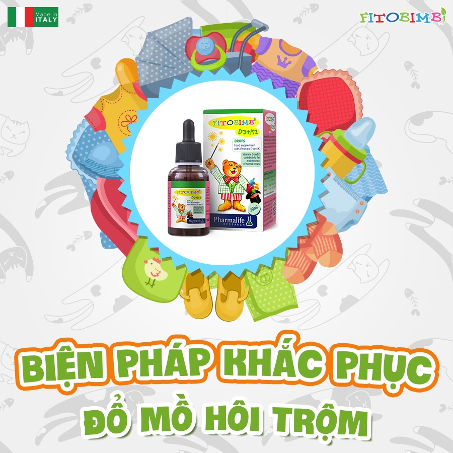Fitobimbi D3 K2 Bổ sung D3 cho bé giúp hấp thụ canxi tối đa, dùng cho trẻ từ sơ sinh chai 30ml - NT164