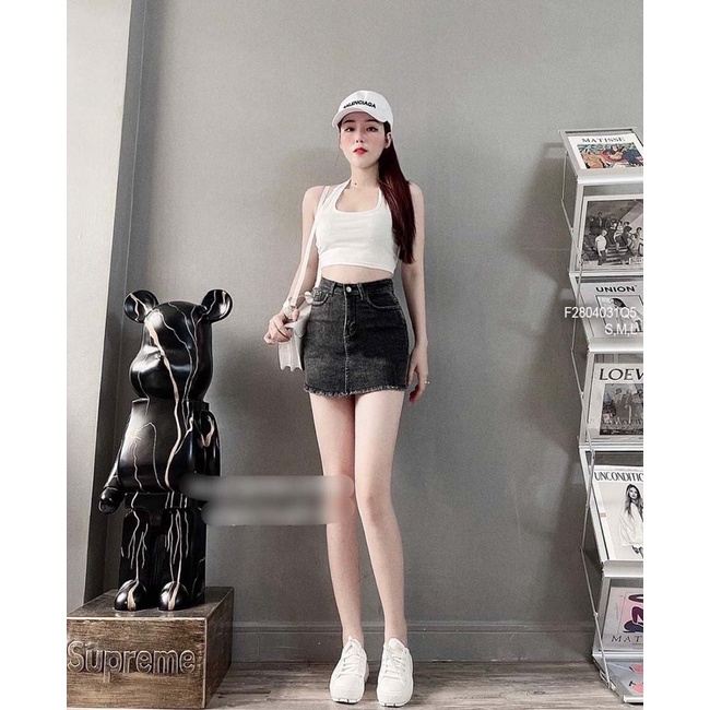 Chân váy jeans dáng dài xẻ 1 bên, lưng cao cá tính VIENS STORE