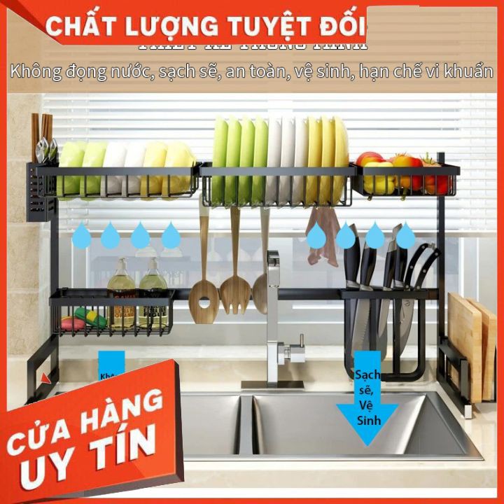 Kệ Đựng Bát Đĩa❤️FREESHIP❤️ Kệ Để Chén Đĩa Thông Minh Trên Bồn Rửa Bát Sơn Đen Cao Cấp