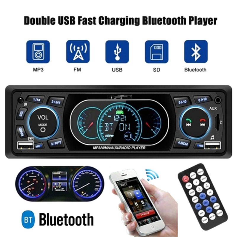 Máy nghe nhạc mp3 kết nối bluetooth 12v âm thanh siêu trầm 1 din in-dash dành cho xe hơi