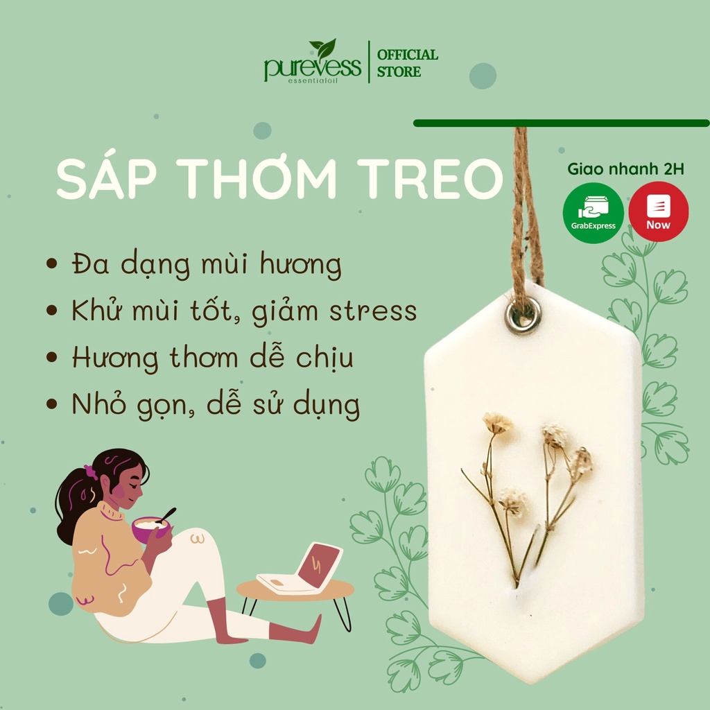 Sáp thơm hoa khô tinh dầu Purevess dùng treo tủ quần áo khử mùi ẩm mốc, khử mùi không khí thơm phòng