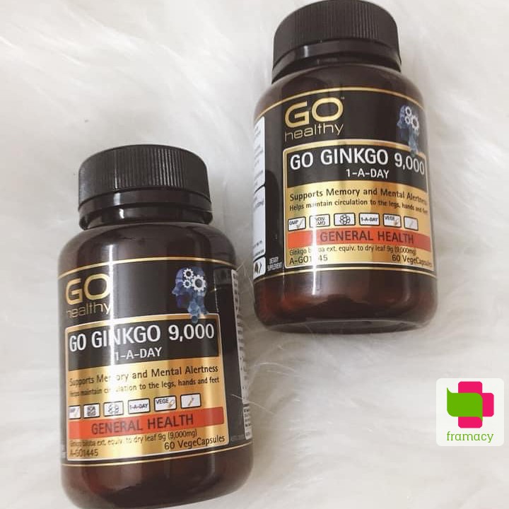 Viên uống bổ não GO Healthy Go Ginkgo 9000 1-A-Day, New Zealand (60v) cho người lớn trên 18 tuổi | BigBuy360 - bigbuy360.vn