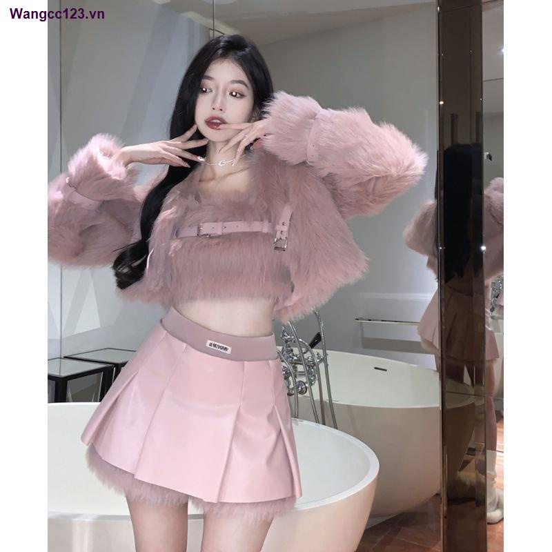 Bộ Đồ Da Phối Lông Ngắn Thời Trang Mùa Đông Cho Nữ