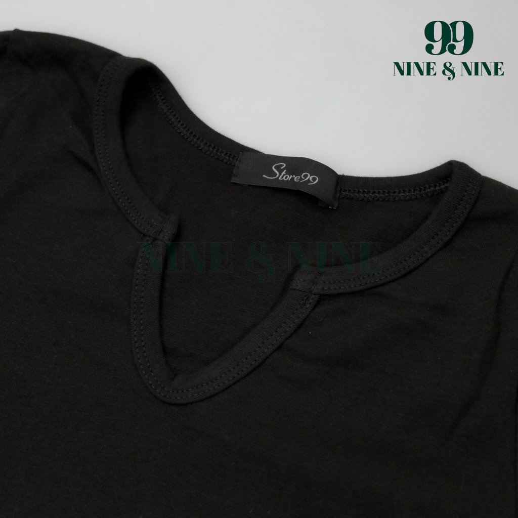 Áo Croptop Tay Dài ⚠️ FREESHIP ⚠️Thun Kiểu Cổ V Chất Thun Cotton Dáng Ôm Nữ Tính Đen/Trắng