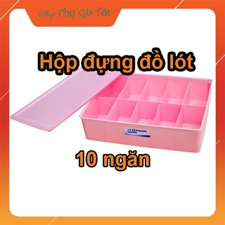 Hộp nhựa đựng đồ lót phụ kiện quần áo 10 ngăn-Có nắp đậy