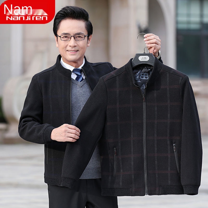 Áo khoác len, trang phục bố nam trung niên xuân thu