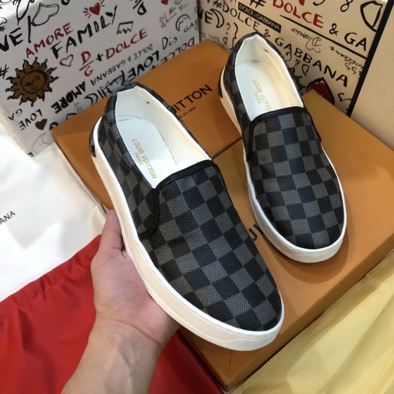 Giày Lười Da Nam L.V Ô vuông full size 38-43