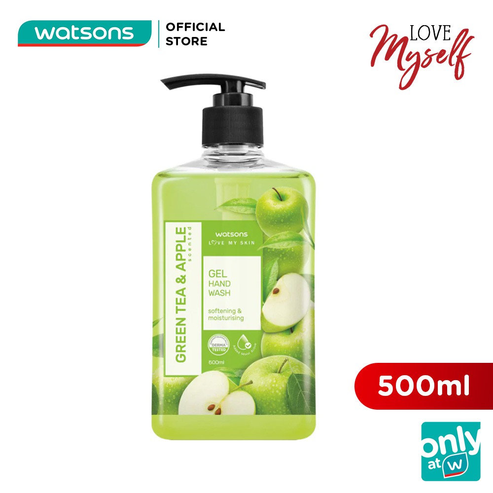 Gel Rửa Tay Watsons Love My Skin GreenTea &amp; Apple Scented Gel Hand Soap Trà Xanh Và Táo 500ml