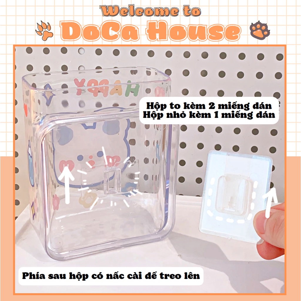 Hộp đựng bút trong suốt treo tường, kệ đựng đồ decor tiện lợi (tặng sticker) - DC49