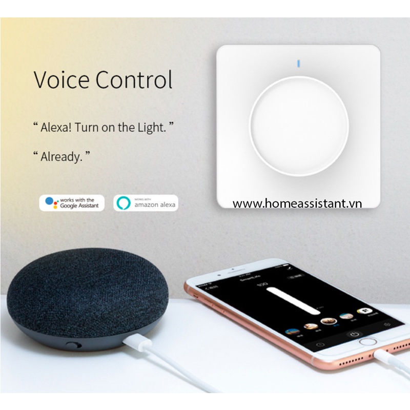 Công Tắc Dimmer Zigbee Tuya Tăng Giảm Độ Sáng Đèn Hình Vuông ZDM01  Zigbee2MQTT ZHA Hass