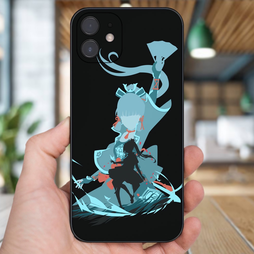 Ốp lưng iPhone 12 dẻo đen cạnh vuông in hình Ayaka Genshin Impact