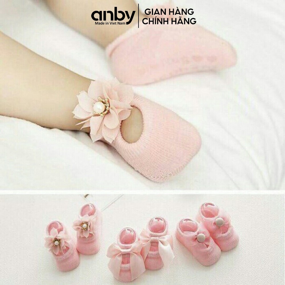 Set 3 đôi giày vớ trẻ em ANBY kiểu dáng công chúa cho bé gái từ 1-12 tháng tuổi