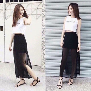 Chân váy voan xẻ tà