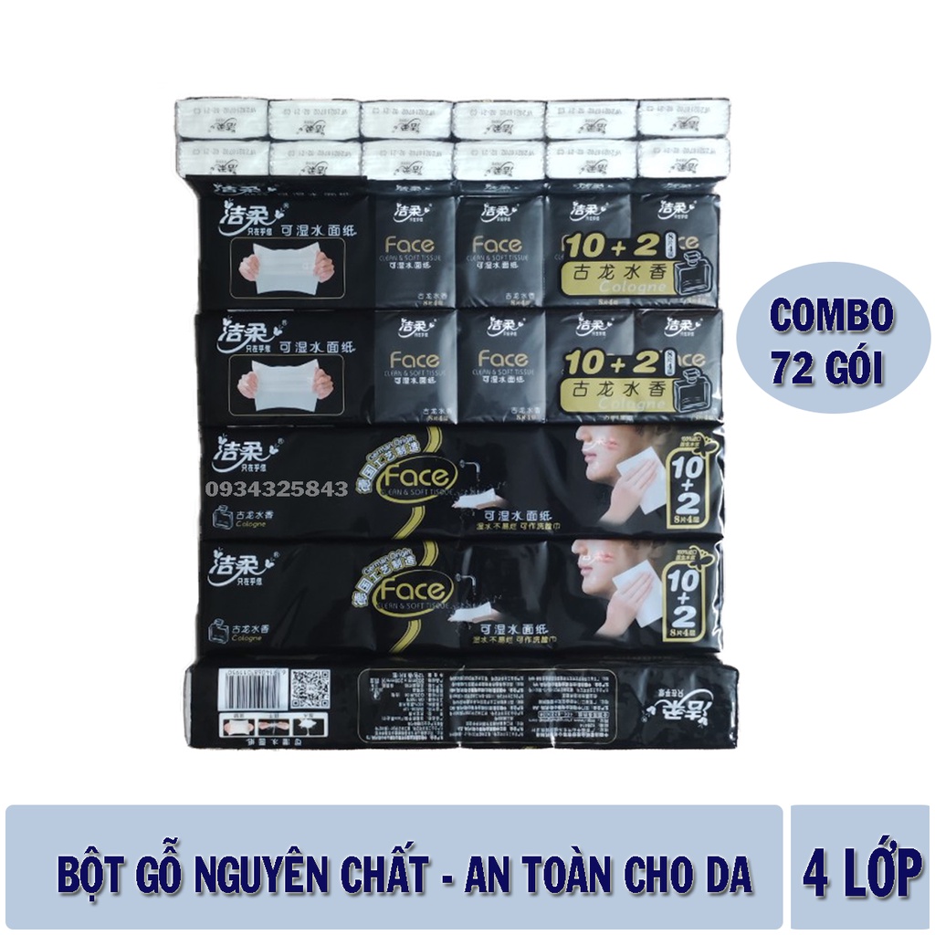 Combo 72 gói khăn giấy khô đa năng Face bỏ túi cao cấp - giấy 4 lớp