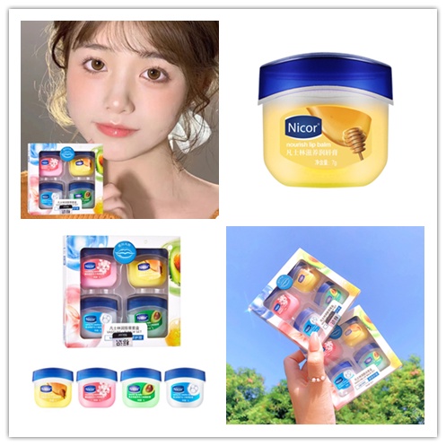 Set 4 Son Dưỡng Ẩm Chống Khô Môi Hiệu Nicor Vaseline Dành Cho Nam Và Nữ