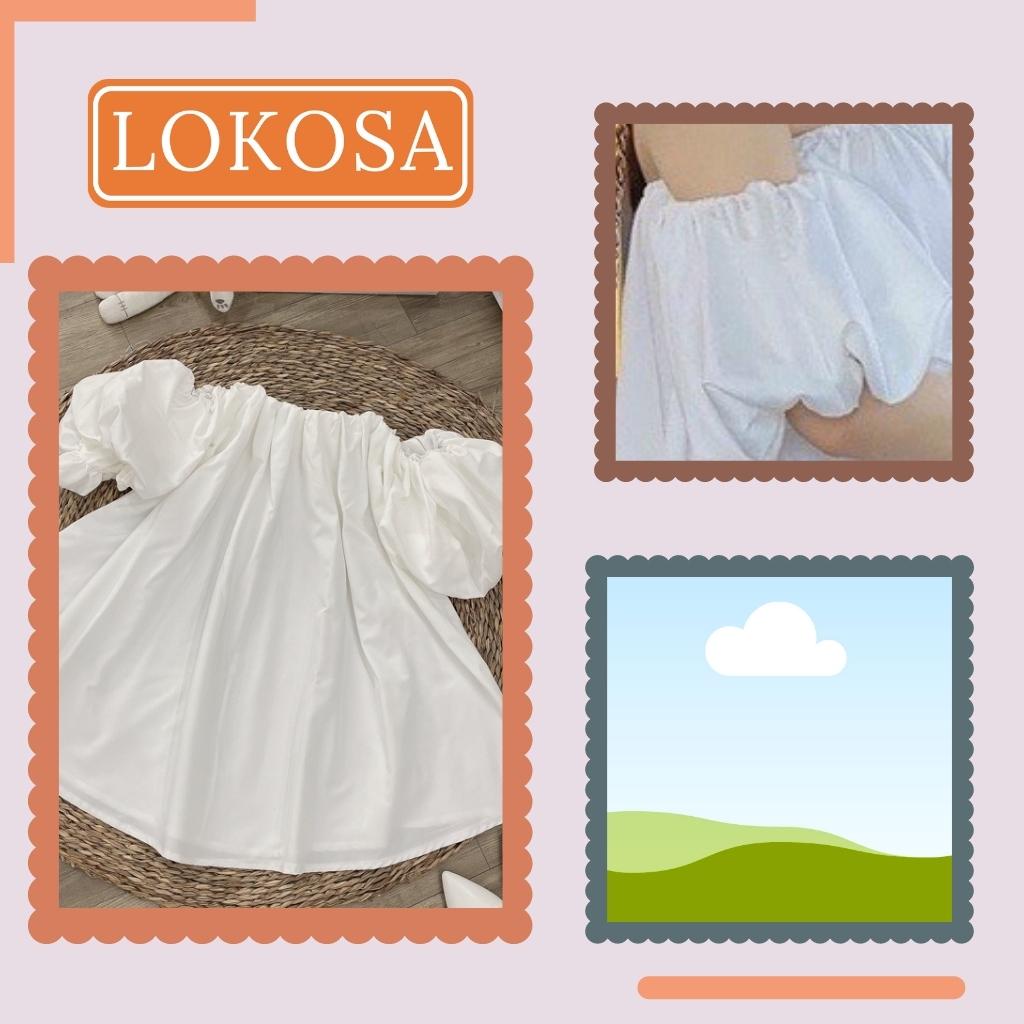 Áo Hở Vai LOKOSA Áo Trễ Vai Bánh Bèo Tay Phồng Kiểu Babydoll Rộng Phong Cách Hàn Quốc Dễ Thương AO053