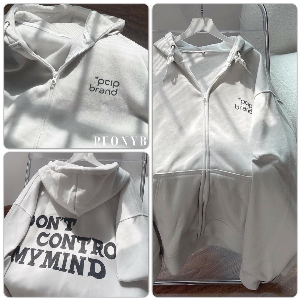 Áo Khoác Nỉ Ngoại Pcip PEONYB Unisex [FREESHIP] Hoodie zip form rộng tay bồng in chữ basic kiểu dáng hàn quốc ulzzang