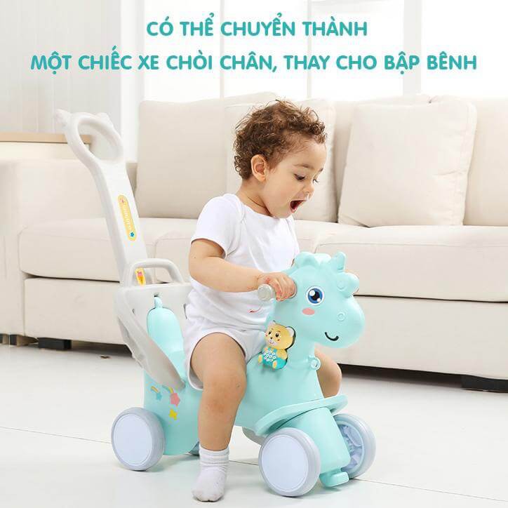 Ngựa bập bênh cho bé Holla 3 in 1 - Màu xanh