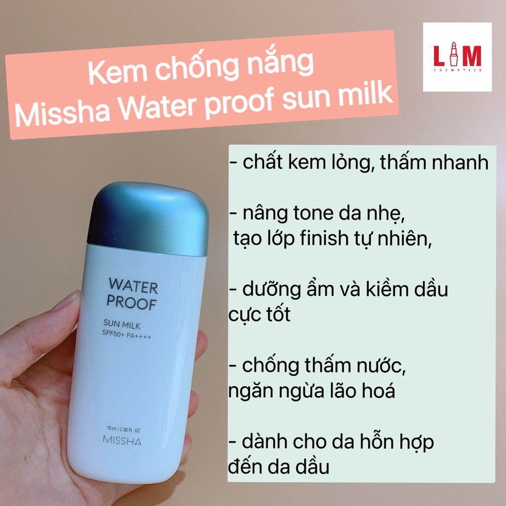 Kem chống nắng Missha All Around Safe Block Waterproof Sun Milk 70ml [Chính Hãng]