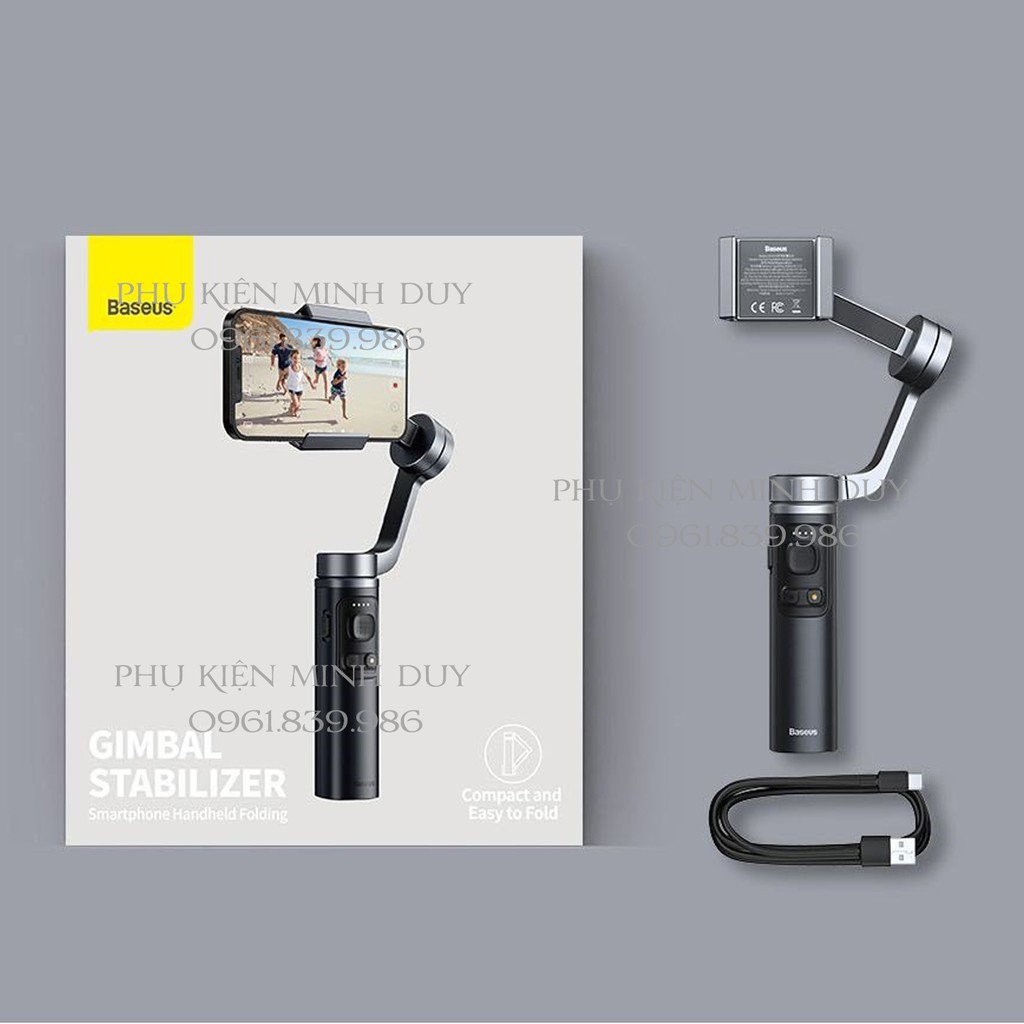 Tay cầm chống rung Baseus Control Smartphone Handheld Folding Gimbal Stabilizer (330g, 4500mAh, Bluetooth 4.0, Type-C)