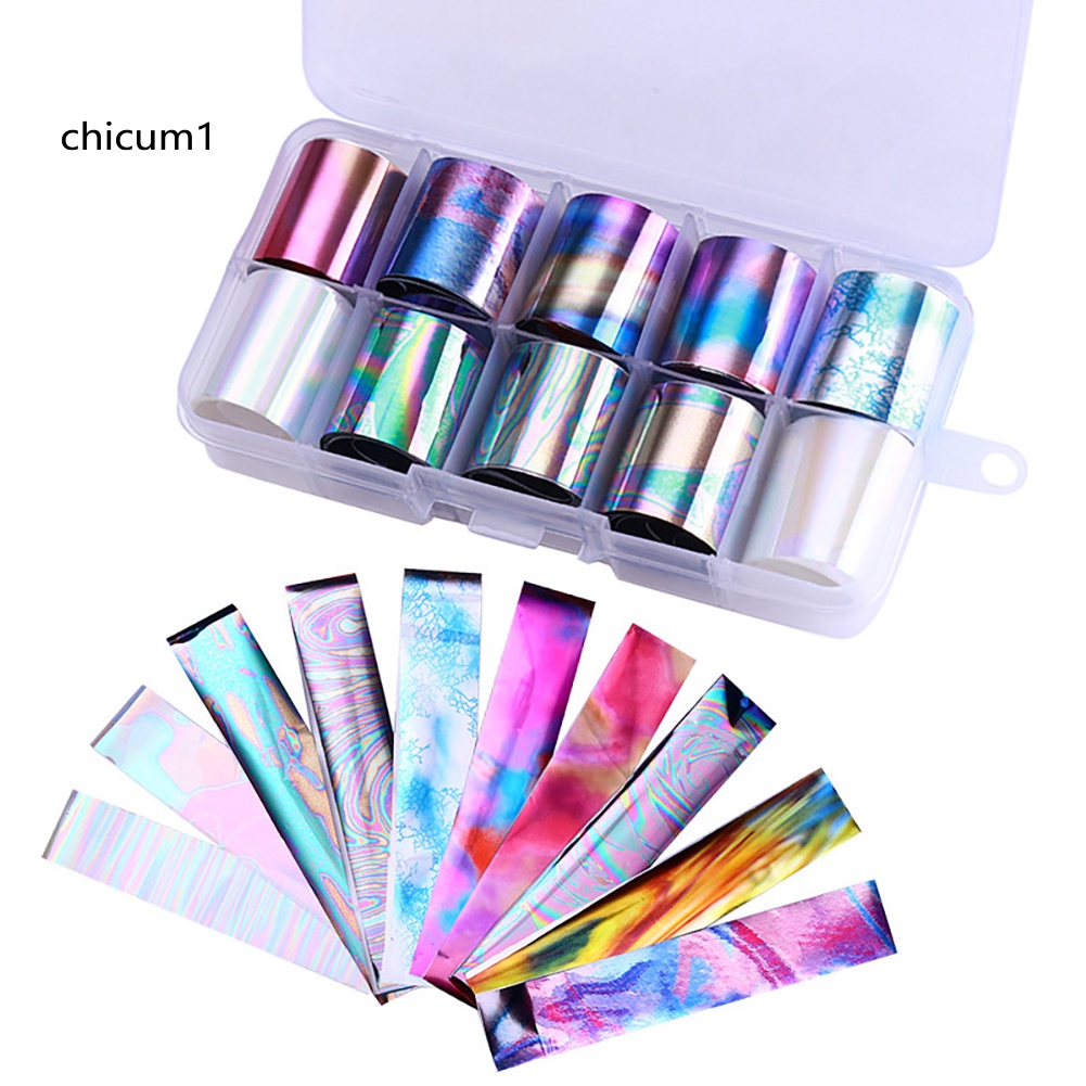 [Hàng mới về] Set 10 cuộn giấy foil dán móng nghệ thuật