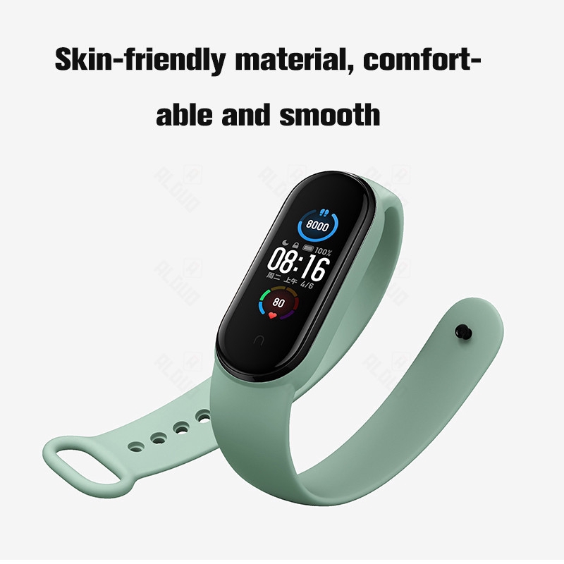 Dây Đeo Thay Thế Chất Liệu Silicone Màu Trơn Cho Xiaomi Mi Band 5