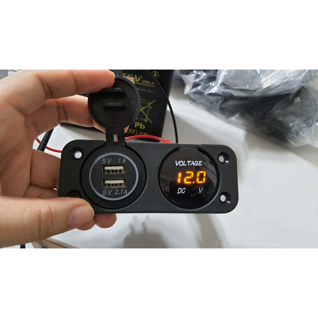 SẠC USB KẾT HỢP VÔN KẾ CHO OTO 12V 24V DC