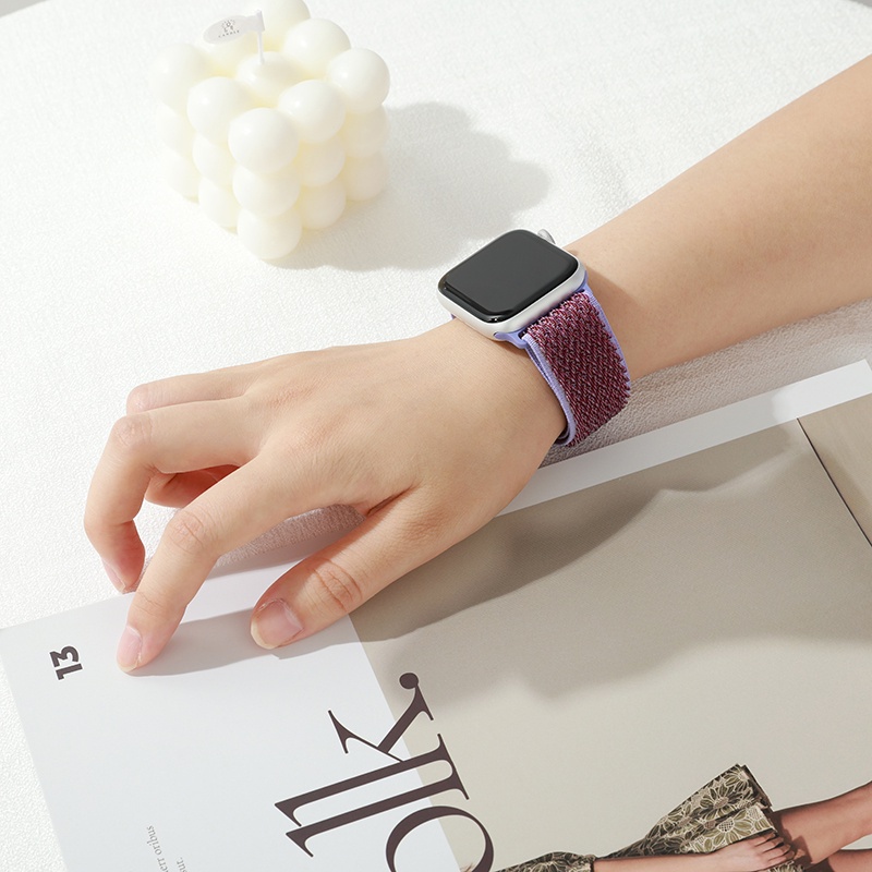 Dây Đeo Nylon Họa Tiết Gợn Sóng Thay Thế Cho Đồng Hồ iwatch Series APwatch SE iwatch1-7 Series 41mm45mm